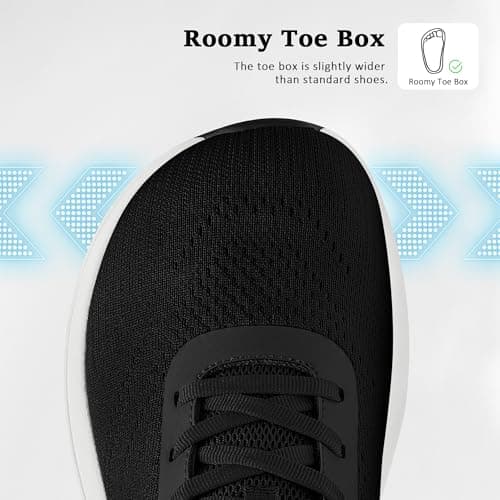 Womens Easy On Walking Shoes Lace Up Comfortable Tennis Shoes with Anatomic Toe Box for Women Breathable Running Sneakers (Black/White, 11.0) - Thumbnail 5