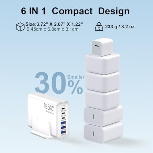 iPhone 17 Charger USB C Fast Charger Block, 3 Type C Port Each 40W Charger for iPhone 17 16 15 Pro Max Plus, Galaxy S25 S24 S23, iPad, Tablet, Total 165W GaN 6 Port Wall Charging Station Hub Adapter - Thumbnail 5