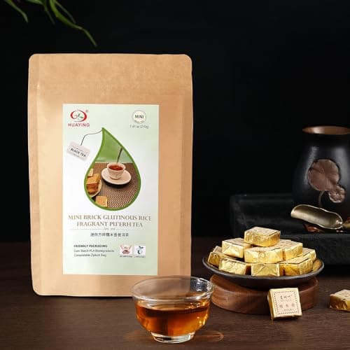 HUAYING Pu-erh Tea, Ripe Puerh Tea Mini Brick Tea Cake with Glutinous Rice Fragrant, Loose Leaf (7.41 Ounce/210g) - Thumbnail 3
