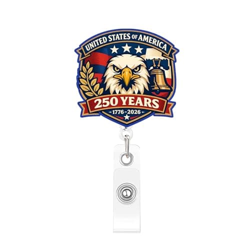 FEIYUENO 250th Anniversary Badge Reel Retractable-Bow Holder Clip ID Card Badge Reel for Teacher Student Office Work Accessories Gifts (250-F)