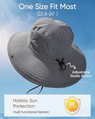 Sun Hats for Men Fishing Hat Outdoor Hiking Beach Summer Hats (Dark Gray) - Thumbnail 2