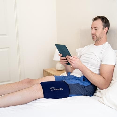 TheraICE Knee Ice Pack Wrap Compression ANYSleeve for Injuries, Reusable Gel Cold Packs Brace for Elbow & Calf - Flexible Cold Wrap Recovery for Pain Relief (One Size fits most people & Body parts) - Thumbnail 6