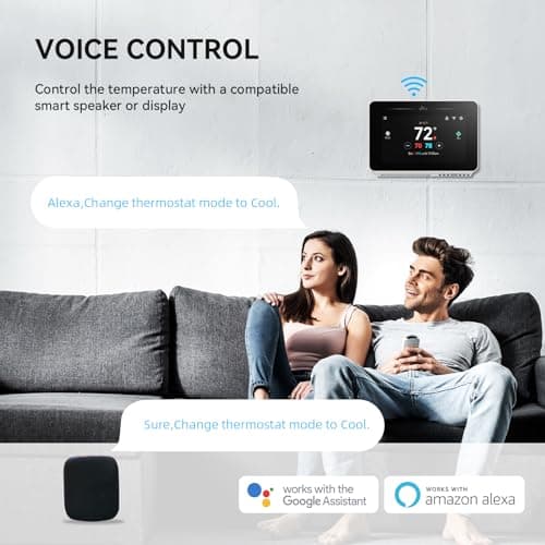 vine Programmable Thermostat for House with 4.3" Touch Screen, WiFi Smart Home Thermostat for AC and Heating, App/Voice Control, Compatible with Alexa and Google Assistant, C-Wire Required, TJ-919T - Thumbnail 5