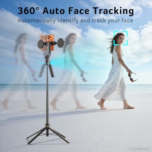 Acer Gadget Auto Face Tracking Tripod for iPhone – Gesture Control Detachable Mini Ring Light 64" 360 Degree AI Tracking Phone Tripod for Vlogging YouTube TikTok Video Recording - Thumbnail 2