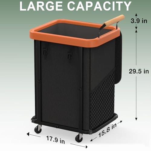 150L (40 Gal) Extra Large Fashion Laundry Basket with Wheels, Rolling Basket Hamper with Handle, Organizer Storage Cart with Sturdy Metal Frame for Laundry Room - Black - Thumbnail 6