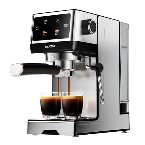 20Bar Espresso Machine with Hot & Rapid Cold Brew, Stainless Steel Coffee Makers, Cappuccino Latte Machine with Milk Frother Steam Wand for Home, 45oz Removable Water Tank, Touchscreen, Silver