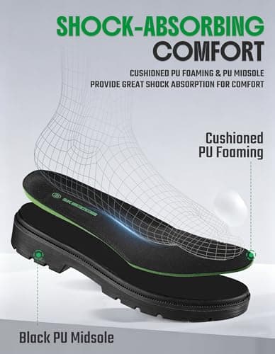 SKPRO Men's Steel Toe Work Boots, Lightweight Industrial Boots (Black, 10) - Thumbnail 6