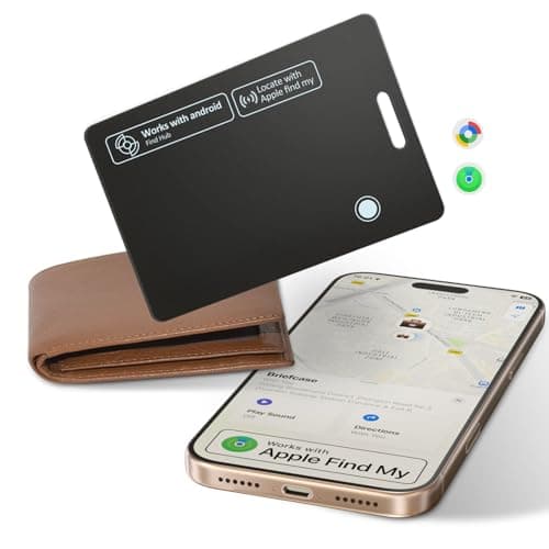 AI.QVOKA Wallet Tracker Card, Rechargeable Smart Tracking Card Works with Apple Find My & Google Find Hub, Item Locator for Wallet, Passport, Purse, Luggage, Bag, Black, 1 Pack - Image 1