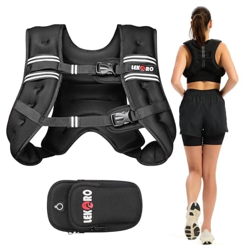 Weighted Vest for Men Women, No-Bounce 6LB 8LB 12LB 16LB 20LB 25LB 30LB Weights Vest with Adjustable Buckles & Reflective Stripes | Weight Vest for Walking Running Hiking Workout - Image 1
