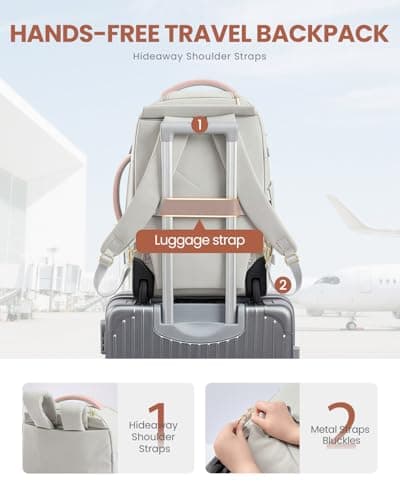 LOVEVOOK 50L Rolling Backpack with Wheels, 18 Inch Carry On Luggage for Women, Water Resistant Wheeled Travel Backpack, Flight Approved Underseat Trolley Bag for Business, Overnight Trips, College - Thumbnail 6