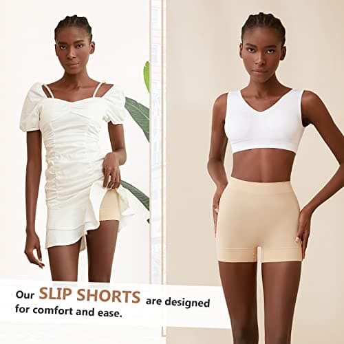 YADIFEN 3 Pack Slip Shorts for Women Under Dress, Anti Chafing Underwear Seamless Shaping Boyshort Panties Comfy Shorts - Thumbnail 5