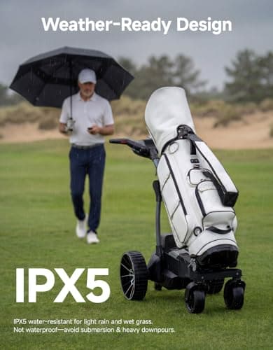 KEMIMOTO ApexR Electric Golf Cart with Power Assist Mode, 492FT Remote Control, Dual 240W Motor 36 Hole Battery, IPX5 Water Resistant Compact Folding Golf Caddy w/ USB-C, Drink & Umbrella Holder - Thumbnail 5