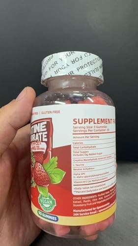 Creatine Monohydrate Gummies Complex for Men & Women -Advanced Formula W/L-Taurine + Vitamin B12, Sugar Free Chewable Supplement,90 Strawberry Gummies - Thumbnail 2