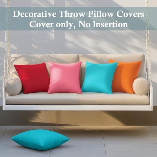 fauson Outdoor Pillows 18x18 Set of 4 Outdoor Pillows Waterproof Square Pillow Covers Cushion Cases for Patio, Couch, Tent and Sofa - Thumbnail 6
