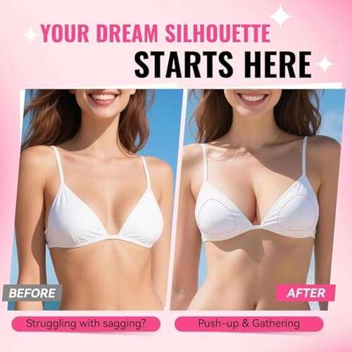 Dandelion Pact Double Sided Sticky Bra Inserts, Invisible Push Up Sticky Bra Pads for Large Breasts, Stick on Bra for Bikini Swimsuits (Medium, Light Beige) - Thumbnail 3