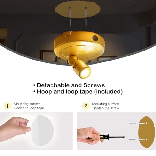 FFKWLTONG Rechargeable LED Spotlights Indoor Plant Grow Lights Picture Lights 180° Adjustable Wall Mounted Display Lamp for Plants/Artwork/Figures/Bookshelf Ambience Lighting-Gold - Thumbnail 6