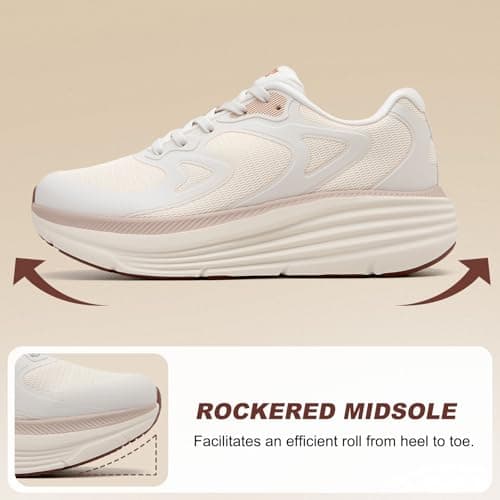ALEADER Running Shoes for Women, Arch Support Walking Shoes, Tennis Shoes Womens Sneakers Beige/Apricot Size 7.5 - Thumbnail 5