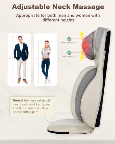 Heycool Shiatsu Back and Neck Massager with Heat, Upgraded Massage Chiar Pad with Compression, Vibration, Chair Seat Massager for Home, Office, Gifts for Men, Women - Thumbnail 6