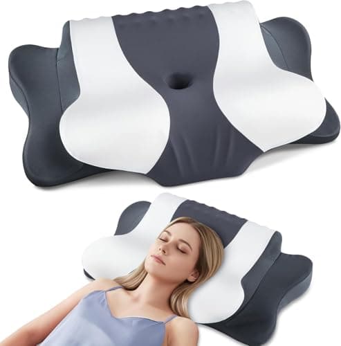 Cervical Neck Pillow for Pain Relief,Cervical Pillow with Memory Foam Ergonomic Pillows with Dual Heights for Back,Stomach and Side Sleepers Kids' Floor Pillows Cushions (Dark Grey, Standard 27"×16") - Image 1