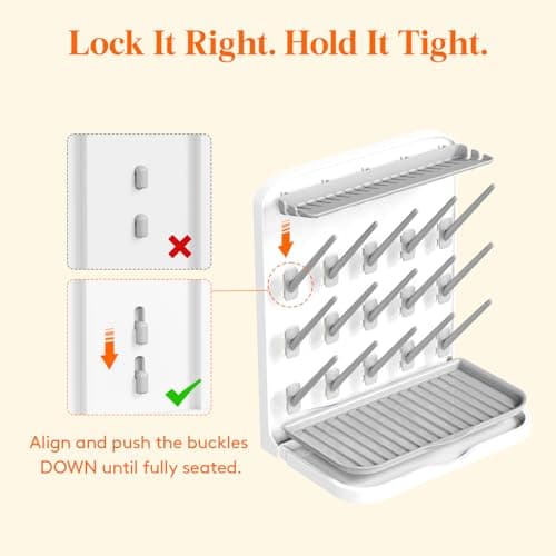 Lifewit Large Baby Bottle Drying Rack with 15 Hooks, Newborn Essentials Must Haves, Countertop Holder Organizer for Baby Stuff, Rack Dryer for Pacifiers, Weighted Straws, Pump Parts - Thumbnail 4