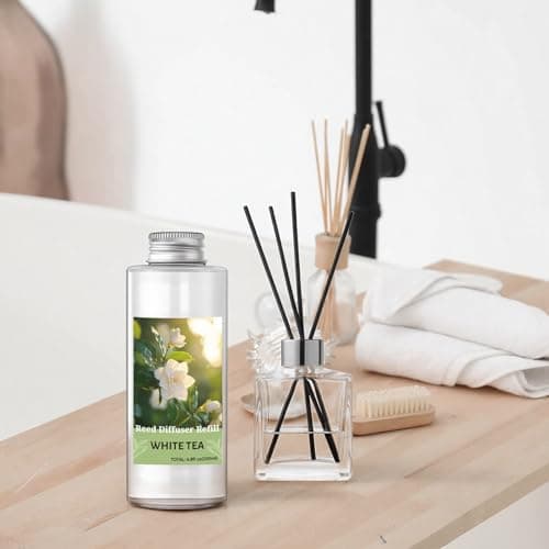 STRN Reed Diffuser Oil Refill, White Tea Scented Diffuser with Stick 200ML - Thumbnail 5