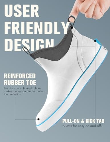 Trudave Deck Boots for Men, Waterproof Rain Boots with High Traction, Slip On Saltwater Fishing Boots Neoprene Rubber Ankle Boots for Boating Sailing - Thumbnail 5
