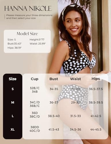 Hanna Nikole Beach Vacation Clothes for Women Modest Bikini Bathing Suits Color Block Swimsuits Polka Dots L - Thumbnail 5