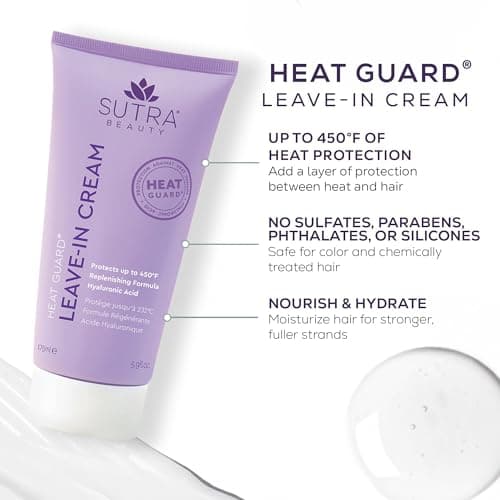 SUTRA Heat Guard Leave-In Cream for Frizzy, Dry & Damaged Hair - Thermal Protecting Conditioner Hydrates, Protects & Repairs Against Heat with Hyaluronic Acid - Anti-Frizz Haircare Products - Thumbnail 5