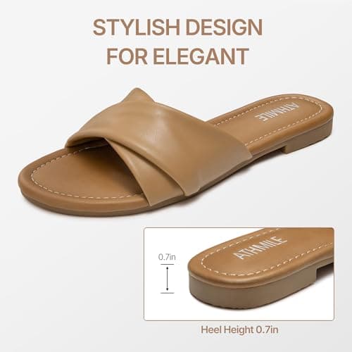ATHMILE Sandals Women Beach Fashion Vacation Outfits Shoes Dressy Summer Slides Casual Women's Sandals 2025 Size 9 - Thumbnail 4