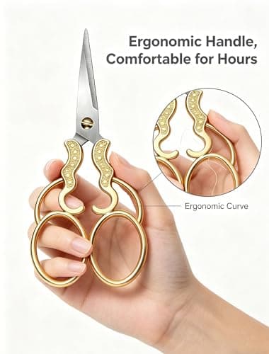 2 PCS Embroidery Scissors with 2 Covers, 5 Inch vintage Stainless Steel Sewing Scissors Sets, Decorative Handle Cutting Tool Suitable for Embroidery Thread, Paper, Yarn, DIY Projects Sewing Supplies - Thumbnail 2