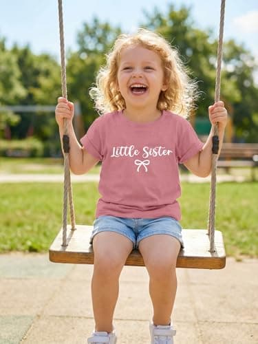 QIXYN Big Sister Little Sister Matching Outfits Toddler Girls Bow Shirts - Thumbnail 2