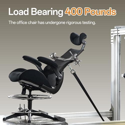 BOLISS Drafting Office Chair 400lbs High Back Wide Standing Desk Chair Comfortable with Flip up Armrests Lumbar Support Adjustable Big Footrest Ring(Black) - Thumbnail 4
