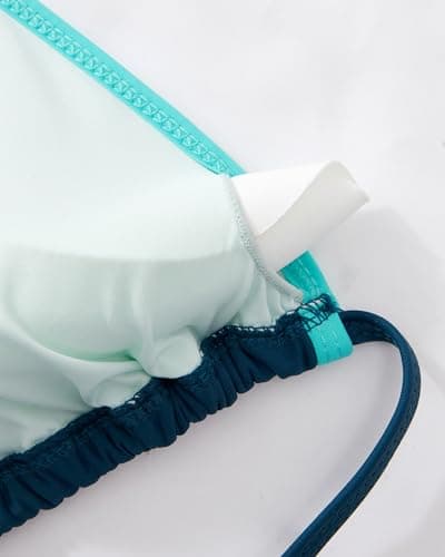 SUUKSESS Women Cheeky Halter String Bikini Sets Sexy Triangle Two Piece Swimsuit High Cut Bathing Suit (Green Blue, L) - Thumbnail 6