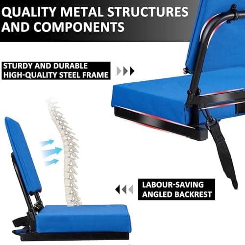 Dragosum Stadium Seats with Back Support Swivel, Bleacher Chairs with Shoulder Strap & Cup Holder, Upholstered Portable Folding Bleacher Seats - Thumbnail 5