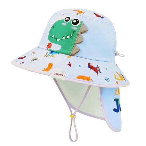 Kids Sun Hat Age 4-14 Years UPF 50+ Sun Protection, Detachable Rear Neck Flap Wide Brim Summer Beach Bucket for Boys Girls Lightblue - Image 1
