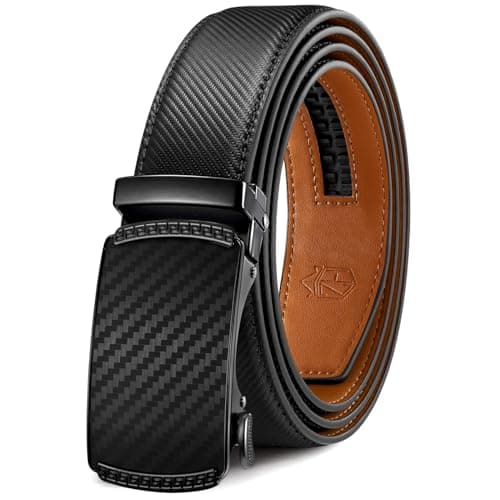 Zitahli Belt Men,Leather Ratchet Belt for Men Dress Casual Every Day with Adjustable Buckle,Trim to Fit For Gift Size 40"-46" - Image 1