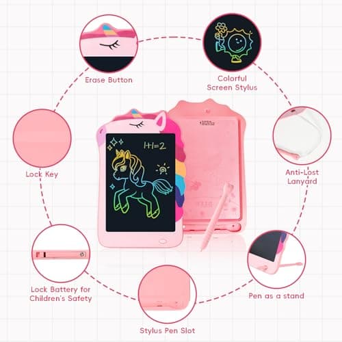 Unicorn Toys LCD Writing Tablet for Girls Kids, Colorful Toddler Toys Drawing Board, Educational Kid Toys Doodle Pad Toys for 3 4 5 6-12 Years Old Girls Boys Birthday Party Christmas Gift, 8.5 Inch - Thumbnail 5