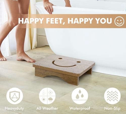 Y&M One Step Stool for Adults Seniors, Waterproof HDPE Bedside Support Step Stool with Non-Slip Foot, 3.5" Heavy Duty Bed Step for High Beds, Bedroom, Office, Kitchen, Living Room – Rustic Brown - Thumbnail 3