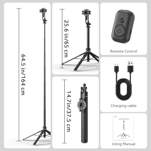 Acer Gadget Magnetic Tripod for iPhone – 70.8” Magnetic Phone Tripod with Auto Open Magnetic Phone Mount Bluetooth Remote Adjustable Height for Vlogging YouTube TikTok Video Recording - Thumbnail 6