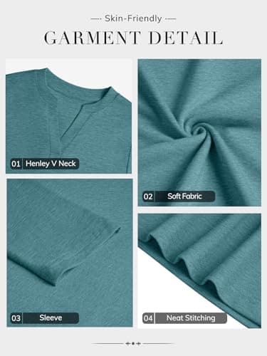 ATHMILE Womens Long Sleeve Tops V Neck Fall Dressy Casual Henley T Shirts Basic Tees Lightweight Tunic Blouse 2026 - Thumbnail 5