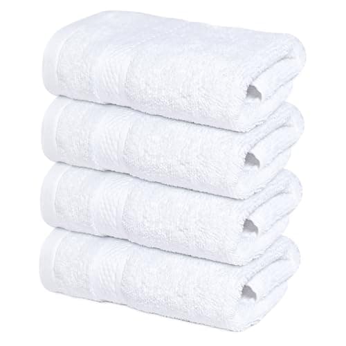 Infinitee Xclusives Luxury Wash Cloths for Showering [13x13] – 100% Cotton Washcloths [Pack of 4], Soft and Absorbent Face Towels for Bathroom Wash Clothes, Gym, and Spa (Brilliant White) - Image 1