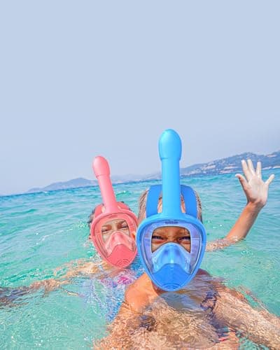 QingSong Kids Snorkel Mask Full Face, Snorkeling Set with Camera Mount, 180 Degree Panoramic View Snorkeling Gear Anti-Fog Anti-Leak - Thumbnail 2