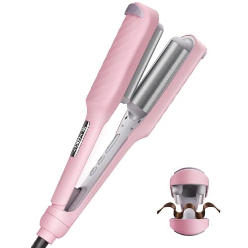 Curling Iron Hair Crimper Waver, BABONIR 3 Barrel Hair Waver for Women, 500 Million Negative Ionic Ceramic Beach Waves Curling Iron, 13 Heat Levels & 7 Timers, 30s Fast Heating, Dual Voltage, 1 Inch - Image 1