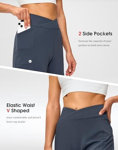 G Gradual Women's Athletic Shorts 6" High Waisted Stretchy Bermuda Shorts for Women Quick Dry Summer Casual Shorts(Stone Blue,3XL) - Thumbnail 4
