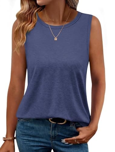 GKBK Womens Tank Tops High Neck Loose Fit Casual Summer Sleeveless Shirts 2026 Beach Vacation Outfit Cured Hem - Image 1