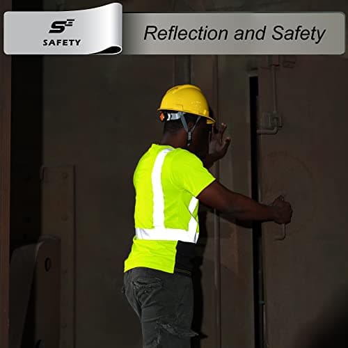 sesafety Hi Visibility Shirts for Men, Safety Shirts with Reflective Strips Class 2, Hi Vis Construction Work Shirt with Pocket Yellow 3XL - Thumbnail 5