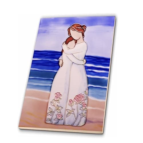 Kunibaka Gift for Daughter from Mom-Handmade 3D Embossed Ceramic Wall Art, Home Decor for Living Room & Tabletop, Birthday & Anniversary Present for New Mother Grandma. (Mother and Daughter) - Image 1