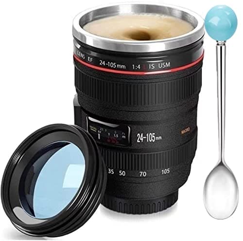 Chasing Y Camera Lens Coffee Mug,Camera Lens Mug,Fun Photo Coffee Cup Stainless Steel Lens Mugs Thermos Great Gifts for Photographers,Men,Women,Friends,School Rewards