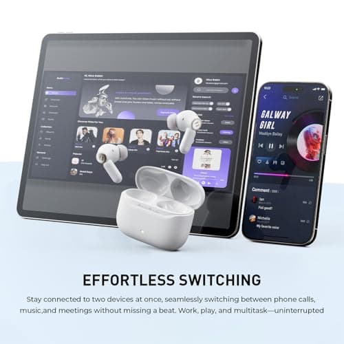 havit Hybrid Active Noise Cancelling Wireless Earbuds, Bluetooth 6.0 in-Ear Headphones, 6 Mics ENC Clear Call Ear Buds, 30+H Playtime, 3D Spatial Audio, Custom EQ via App, IPX5 Waterproof Grey - Thumbnail 4