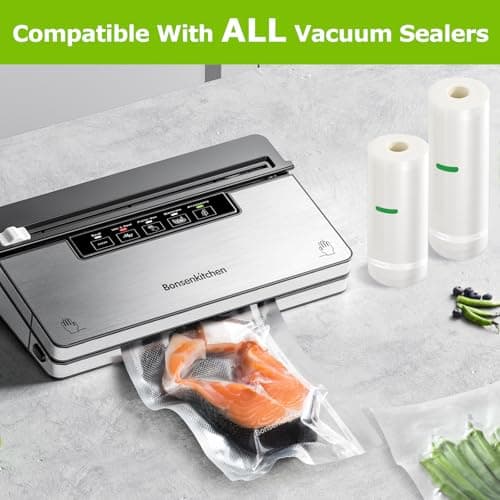 Bonsenkitchen Vacuum Sealer Bags Rolls, 11in x 50ft & 8in x 50ft Durable Food Sealer Bags, Commercial Grade, Heavy Duty, BPA Free, Seal a Meal, Great for Food Storage & Sous Vide Cooking, VB25 - Thumbnail 5